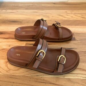 Zara leather slides